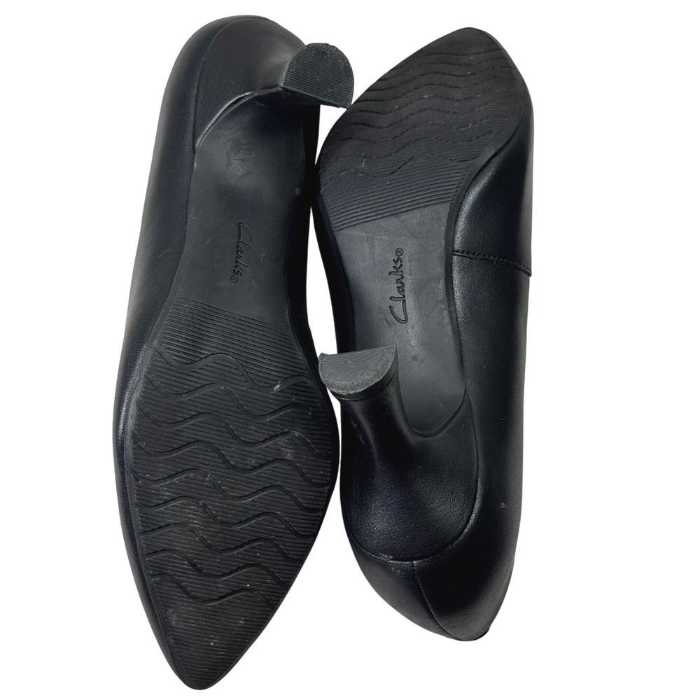 Clarks Pumps Women 9 Black Pointed Toe Ultimate Comfort Kitten Heel Professional - Picture 13 of 16